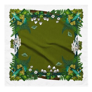 Green Mushrooms and Moth Eco-Friendly Bandana | Head Scarf | Eco-friendly Recycled Material | SPF Protection