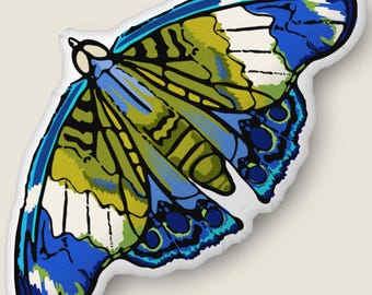 Blue & Green Bohemian Moth-shaped Throw Pillow