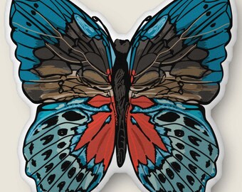 Red & Blue Butterfly-shaped Throw Pillow | Bohemian Home Decor