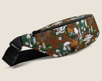 White Mushroom Hip Pack | Snake Fanny Pack | Hiking Sling Bag | Outdoor Camping Gear | Festival Accessory