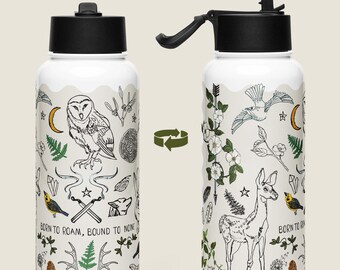 Born to Roam Insulated Water Bottle w/ Leakproof Straw Lid