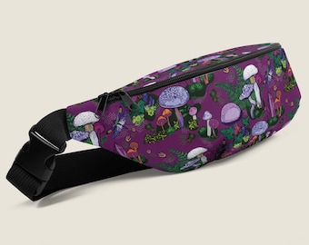 Purple Mushroom Hip Pack | Fanny Pack | Hiking Sling Bag | Outdoor Camping Gear | Festival Accessory