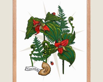 Red Trillium Flower Framed Art Print | Gallery Wall Poster | Apartment Home Decor