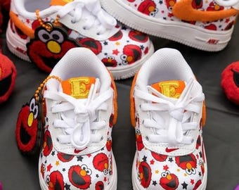 Custom Elmo Air Force 1s | Sesame Street Themed Shoes | Personalized Kids Sneakers