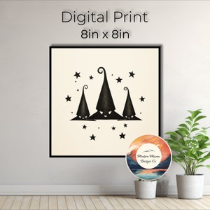 Minimalistic 3 Scary Ghost Artwork - Clean Digital Art Print, Halloween Decor