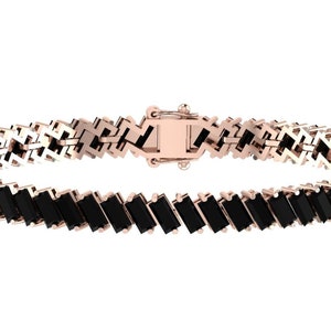 Black Onyx Tennis Bracelet: 925 Sterling Silver Baguette Bracelet