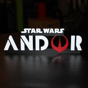 Estantería de escritorio de pared con logotipo impreso en 3D de Andor