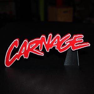 Carnage 3D printed Logo Sign Wall Desk Shelf Art