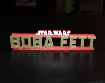 Décoration murale pour étagère de bureau avec logo imprimé en 3D Boba Fett