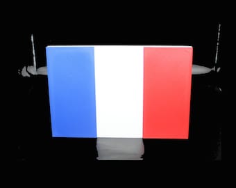 Letrero de pared con el logotipo impreso en 3D de la bandera de Francia para escritorio