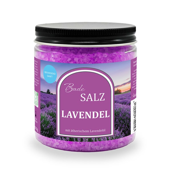 Badesalz Lavendel, Maris Sal, regenerierenden Badeerlebnis, mit ätherischen Bio Lavendelöl, 300g