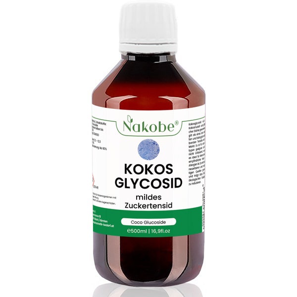 Natürliches Kokosglucosid 500ml - Mildes & Hautfreundliches Waschtensid - Nachhaltiges Zuckertensid für Sanfte Reinigung - Coco Glucoside