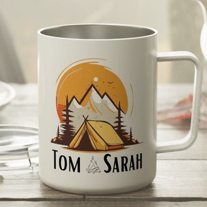 Custom Insulated Camping Coffee Mug | Custom Engagement Gift | Custom Couple Camping/Hiking Mug | Anniversary Gift | Camping Lovers Gift