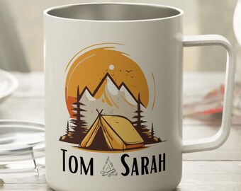 Custom Insulated Camping Coffee Mug | Custom Engagement Gift | Custom Couple Camping/Hiking Mug | Anniversary Gift | Camping Lovers Gift