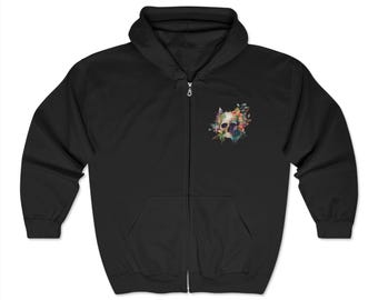 コットンツイル フード付き ジップアップ ジャケット 抽象的な花柄