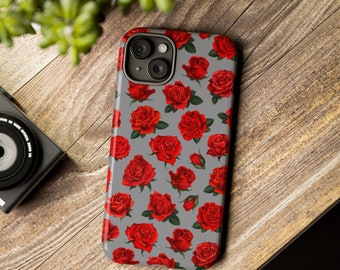 Stilvolles Blumendesign für jedes Gerät Rosen-Blumen-Telefonhülle Schöne Telefonhüllen Elegante rote Rosen-Telefonabdeckung Natur inspiriertes Design