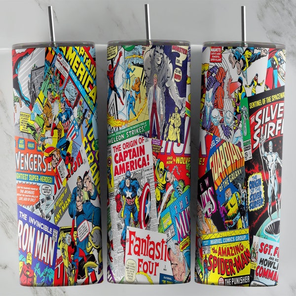 DC Comics tumbler design, 20 oz skinny tumbler design, sublimation image, tumbler wrap, DC Comics cup, DC Comics sublimation, tumbler design