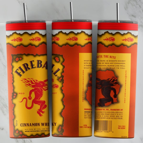 Fireball tumbler design, 20 oz skinny tumbler design, sublimation image, tumbler wrap, Fireball cup,Fireball sublimation, tumbler design