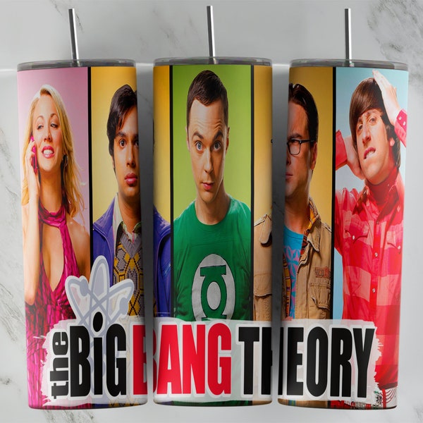 Big Bang Theory tumbler design, 20 oz skinny tumbler design, sublimation image, tumbler wrap, Big Bang Theory cup, Big Bang Theory sub