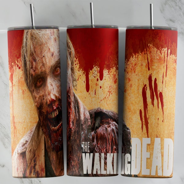 Design tumbler Walking Dead, design tumbler magro da 20 once, immagine di sublimazione, involucro tumbler, tazza Walking Dead, sublimazione Walking Dead