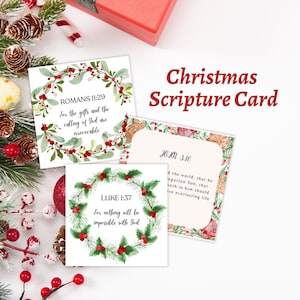 Versículo bíblico de Navidad, tarjetas de las Escrituras de Navidad imprimibles, etiqueta y tarjeta de regalo de Navidad cristiana, carta de Navidad cristiana