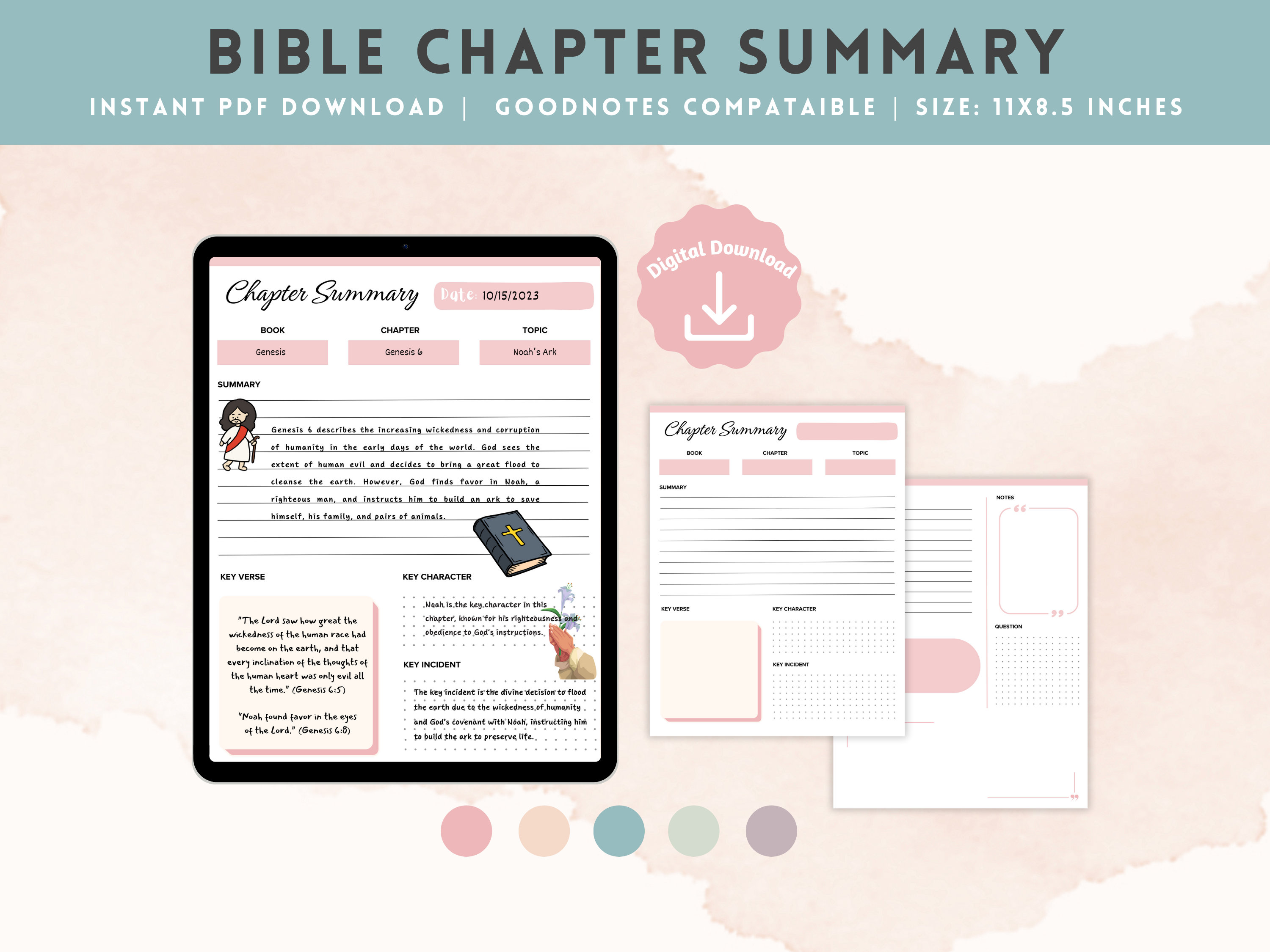 Bible Chapter Summary Printable Template - Bible Study Guide - Bible ...