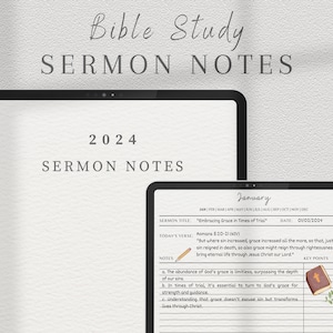 Sermon Notes Printable, Digital Bible Study Journal, Church Service Notes, 2024 Sermon Journal, Simple Sermon Notes