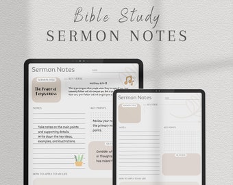 Sermon Notes Printable, Digital Bible Study Journal, Church Service Notes, Sermon Journal, Bible Study Bundle, ipad, Goodnotes Bible Study