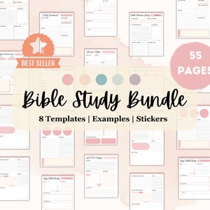 Bible Study Bundle, 8 Templates Digital Bible study, Faith journal insert, Essential Bible study guide, Printable Bible study