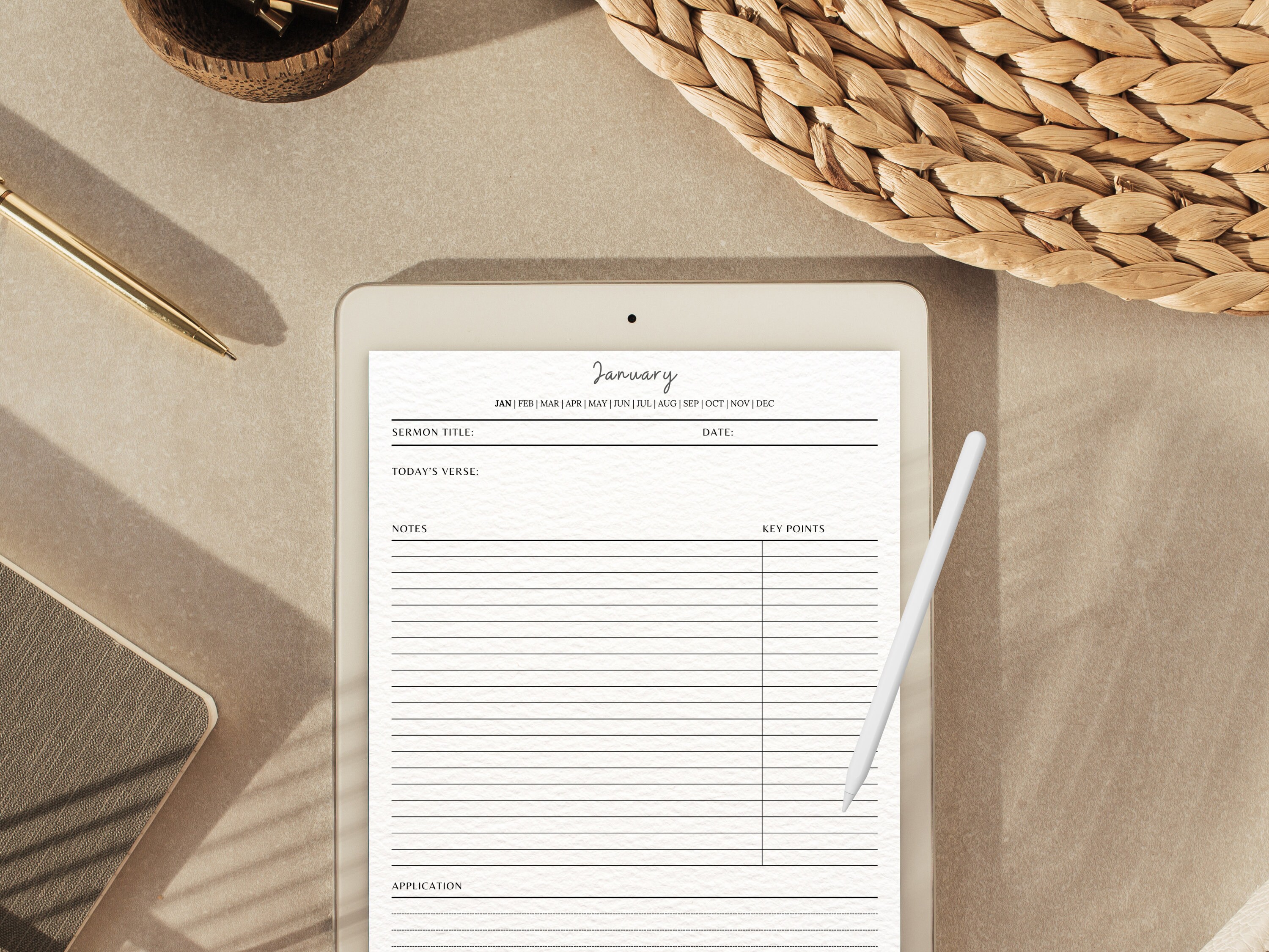 Sermon Notes Printable, Digital Bible Study Journal, Church Service ...