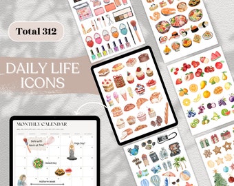 Digital Stickers EVERYDAY GoodNotes Stickers | 300+ Digital Planner Stickers, GoodNotes Planner Digital Books Stickers, Aesthetic Sticker