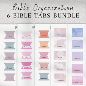 6 Bible Tabs Printable, Aesthetic Bible Tabs, Instant Download, Christian Journal Supplies Accessories, Old&New Testament, Blank Index Tabs