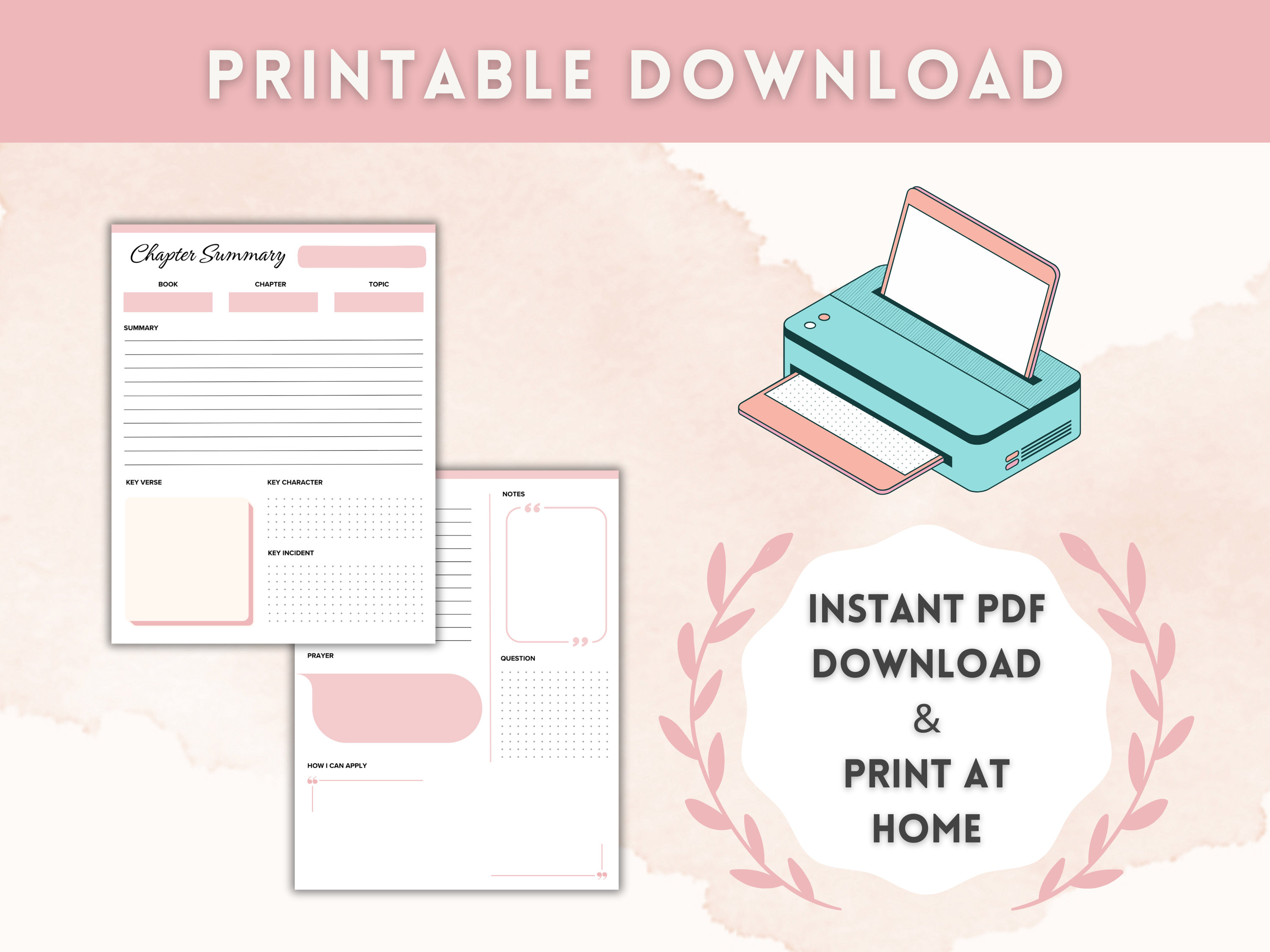 Bible Chapter Summary Printable Template - Bible Study Guide - Bible ...