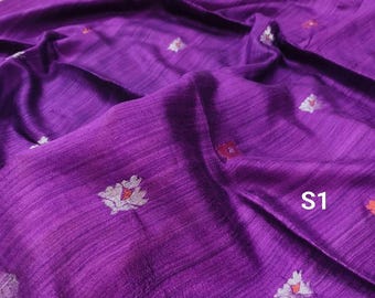 SilkMark Certified Embroidered Matka Silk Saree: Handloom Matka Sari With Blouse Piece