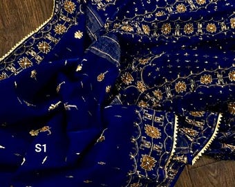 Aari Cutdana Jamdani Sari: Karchupi Sari bordado a mano con pieza de blusa