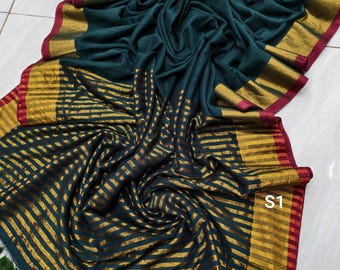 Soft Cotton Sarees With Zari Woven Anchal(Pallu) : Handloom Cotton Sari