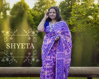 Pure Cotton By Resam Dhakai Jamdani Saree: Lightweight Jamdani Sari