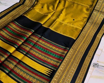 Assam's Gachi Tussar Silk Saree With Blouse Piece: Ikkat Border Tussar Banarasi Sari