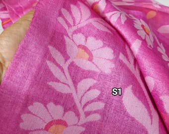 Handwoven Meenakari Gachi Tussar Silk Jamdani Saree with Blouse Piece (Silk Mark Certified)