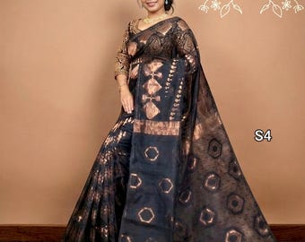 Dhakai Jamdani Sari with Blouse Piece: Soft Cotton By Resam Jamdani Saree
