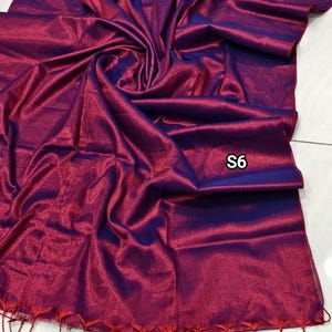 Handgewebtes Gewebe Khadi Saree: Mercerisierte Baumwolle, weicher Uppada Pattu mit Blusenteil