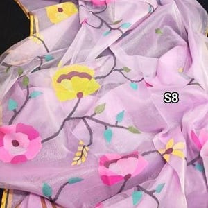 Handwoven Silk Muslin Jamdani Saree: Soft Floral Dhakai Sari with Blouse Piece S8