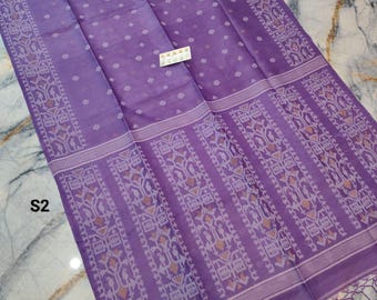 Jamdani Saree de seda Gachi Tussar tejido a mano: Desi Tussar Sari con pieza de blusa, tejido Buta por todas partes