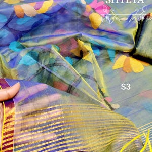 Handwoven Silk Muslin Jamdani Saree: Soft Floral Dhakai Sari with Blouse Piece image 1