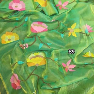 Handwoven Silk Muslin Jamdani Saree: Soft Floral Dhakai Sari with Blouse Piece S9