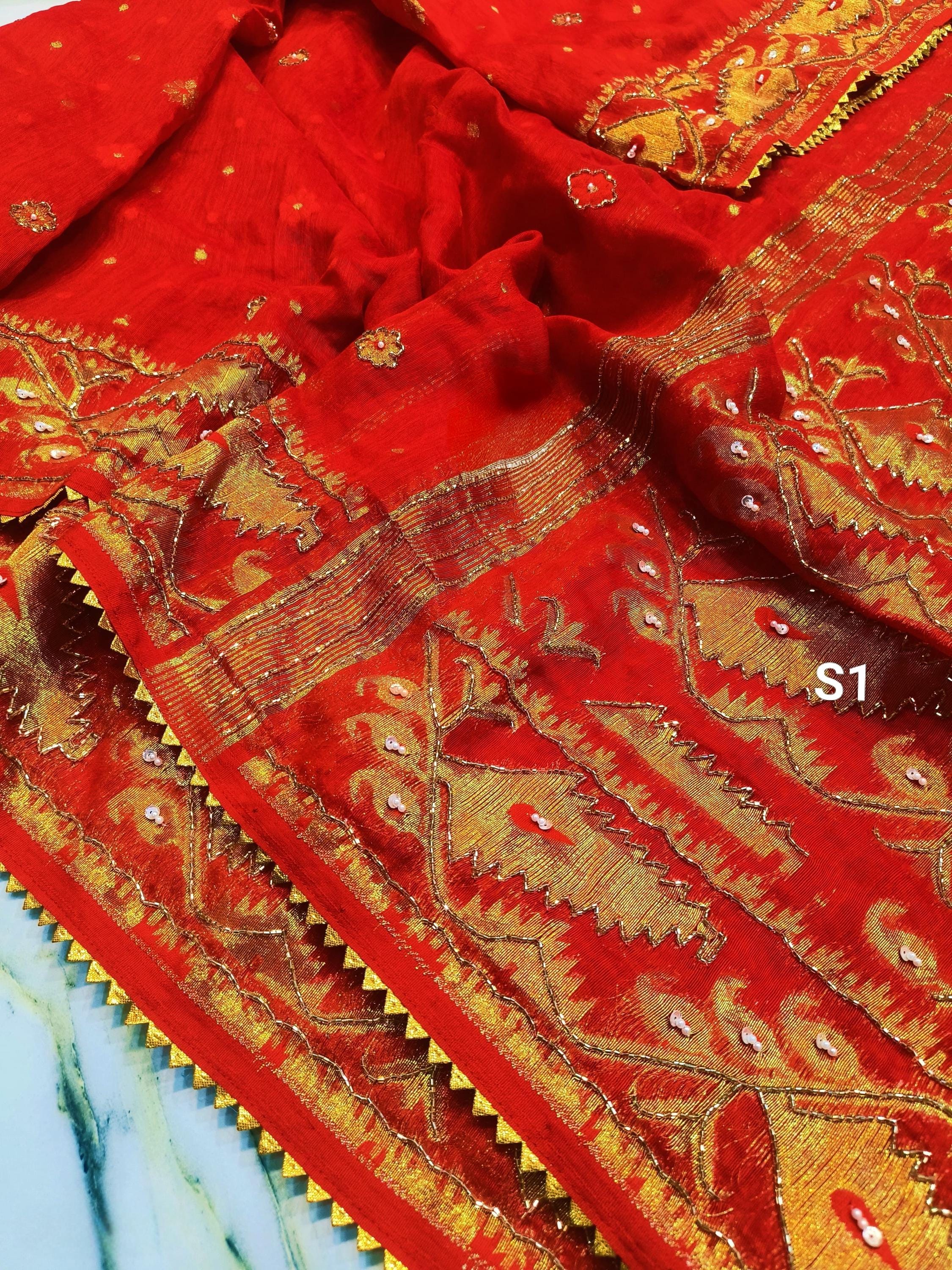 Karchupi Embroidery Jamdani Saree: Hand Aari Cutdana Dhakai