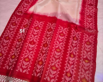 Contrast Gachi Tussar Silk Jamdani Saree With Blouse Piece: Silkmark Certified Desi Tussar Sari