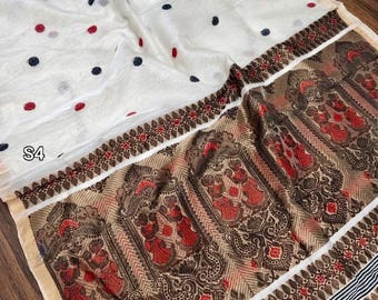 Organic Linen Silk Baluchari Saree: Soft Handwoven Sari With Blouse Piece, Silk Mark Certified