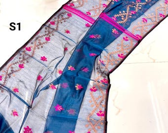 Pure Cotton by Resam Jamdani Saree: Soft Dhakai Sari with Blouse Piece