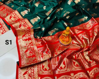 Baluchari Silk Saree: Traditional Bishnupuri Swarnachari Sari with Blouse Piece